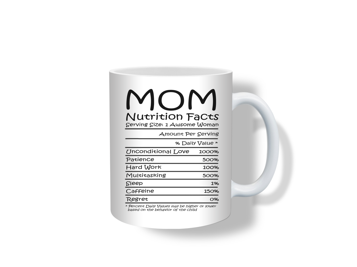 Nutrition Facts Mug about Mom 15 oz