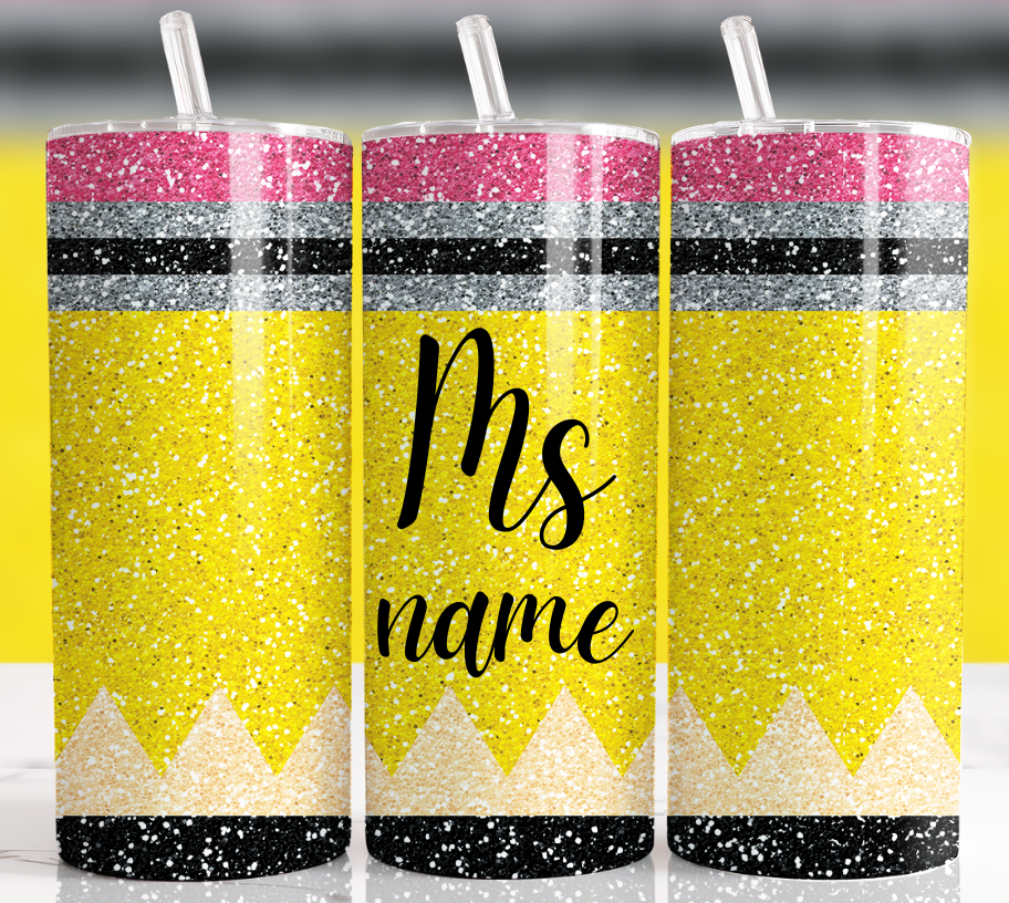 Glitter Pencil Custom 20 oz Tumbler